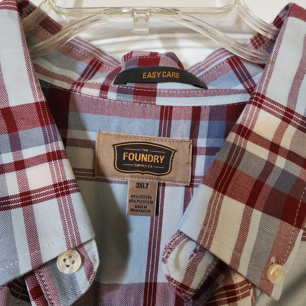 The Foundry Supply Co. Men's Plaid Shirt - Blue and Red - Picture 2 of 3